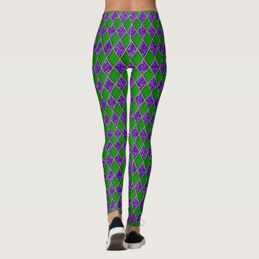 Mardi Gras Leggings, Diamond Harlequin Jester Leggings (Achterkant)