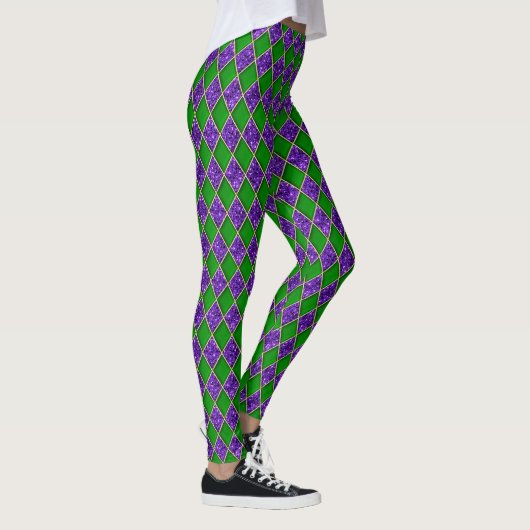 Mardi Gras Leggings, Diamond Harlequin Jester Leggings (Rechts)