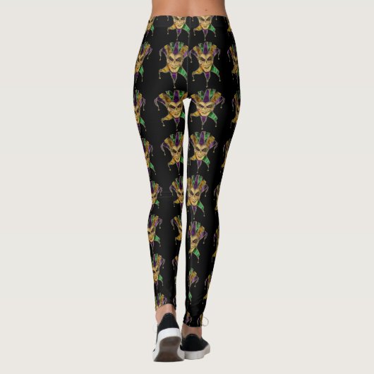 Mardi Gras Leggings Nom des masques noirs (Dos)