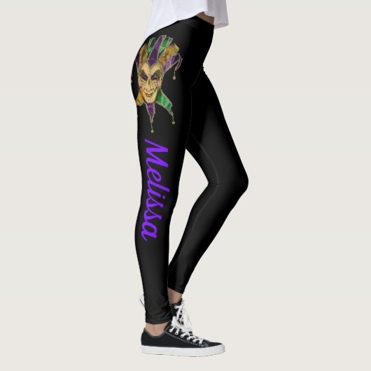 Mardi Gras Leggings Nom des masques noirs (Droite)