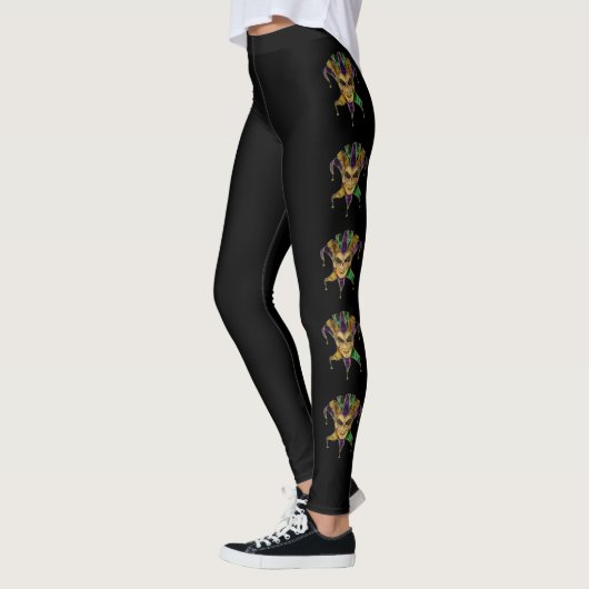 Mardi Gras Leggings Nom des masques noirs (Gauche)
