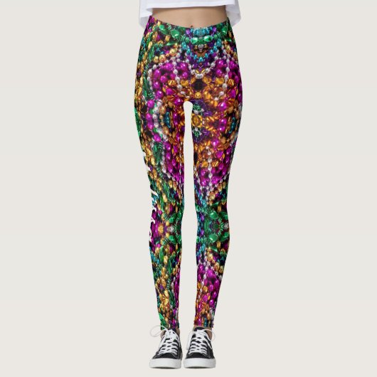Mardi Gras Leggings Nom des perles (Devant)