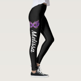 Mardi Gras Leggings Paarse maskernaam