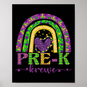 Mardi Gras Leraar Pre-k Krewe Rainbow Leopard Car Poster
