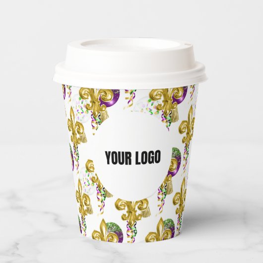 Mardi Gras Lily Festival Aangepaste bekertjes Whit Papieren Bekers (Voorkant)