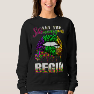 Mardi Gras Lips Outfit Costume Women Let Shenaniga Trui