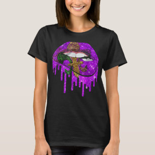 Mardi Gras Lips Queen Carnival Costume Paars & Go T-shirt