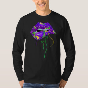 Mardi Gras Lips Queen Carnival Costume Paars & Go T-shirt
