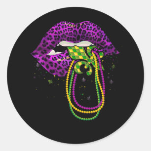Mardi Gras Lips Queen Fat Bead Ronde Sticker