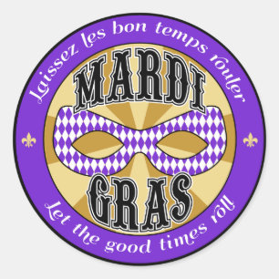 Mardi Gras Logo Ronde Sticker