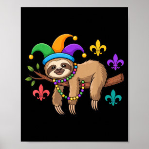 Mardi Gras luiaard voor festival voor chill dieren Poster