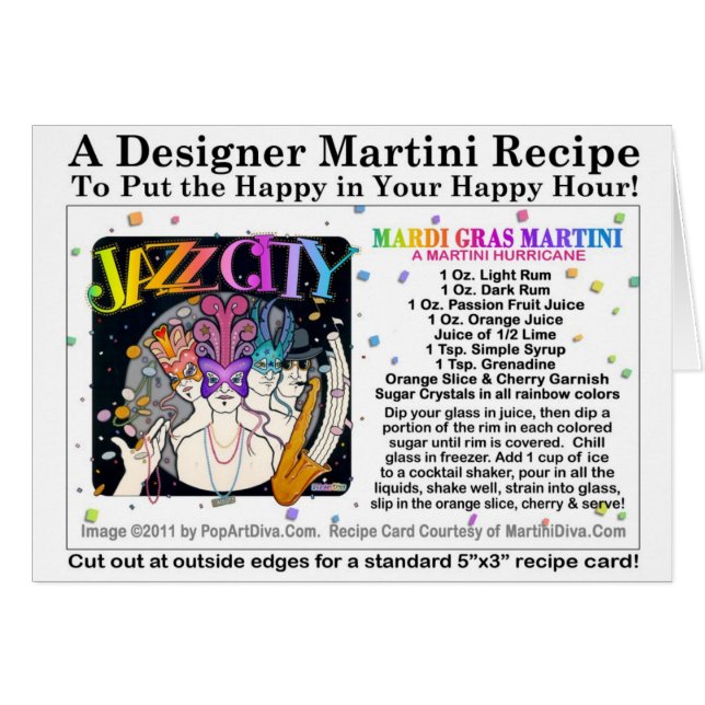 Mardi Gras - Mardi gras Martini Recette Carte (Devant horizontal)