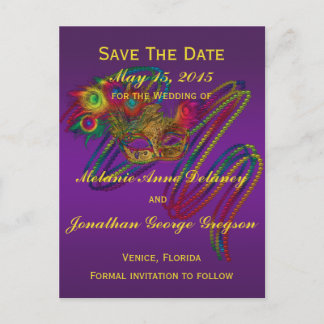 Mardi Gras Mariage ENREGISTRER LA DATE Cartes post