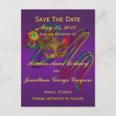 Mardi Gras Mariage ENREGISTRER LA DATE Cartes post (Devant)