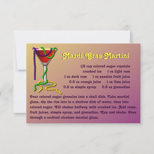 Mardi Gras Martini Recept Kaart (Voorkant)
