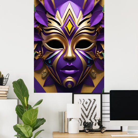 Mardi Gras Mask 1 Carnival Spirit Poster (Thuiskantoor)