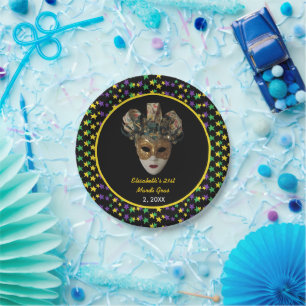 Mardi Gras Mask 21e verjaardagsfeestje Papieren Bordje