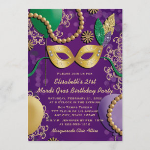 Mardi Gras Mask Birthday Kaart