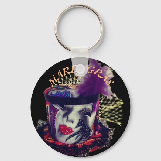 Mardi Gras Mask Colourful Sleutelhanger (Voorkant)