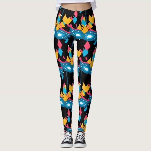 Mardi Gras Mask en Confetti Leggings (Voorkant)
