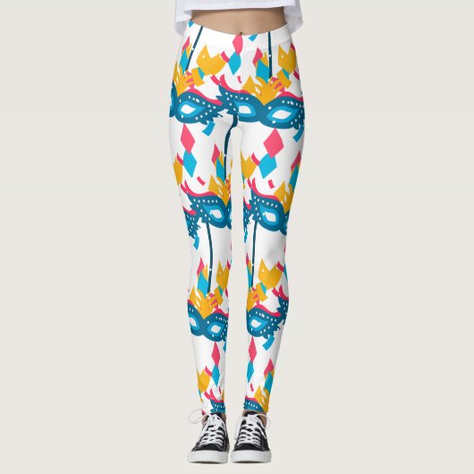 Mardi Gras Mask en Confetti Leggings (Voorkant)