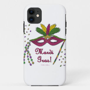 Mardi Gras Mask Feather Beads iPhone 11 Hoesje