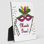 Mardi Gras Mask Feather Beads Fotoplaat (Zijkant)