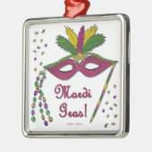 Mardi Gras Mask Feather Beads Metalen Ornament (Links)