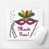 Mardi Gras Mask Feather Beads Muismat (Met muis)