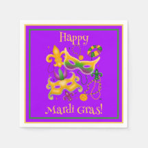 Mardi Gras Mask Fleur de Lis Beads King Cake