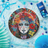 Mardi Gras Mask & Headdress Custom Text Party Papieren Bordje (Feest)