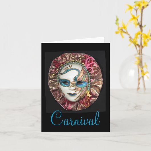Mardi Gras Mask Kaart (Gele Bloem)