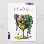 Mardi Gras Mask Kaart (Voorkant / Achterkant)