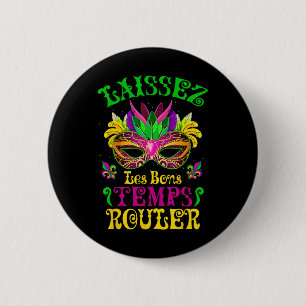 Mardi Gras Mask laat de Good Times Roll Fleur De L Ronde Button 5,7 Cm