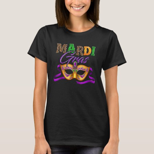 Mardi Gras Mask Leopard Costume Shirt Carnaval Par (Voorkant)