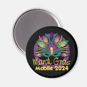 Mardi Gras Mask Magnet - 2024 - Mobile, AL (Recto/Verso)