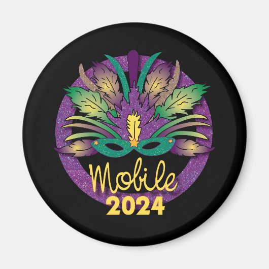 Mardi Gras Mask Magnet - 2024 - Mobile, AL (Devant)