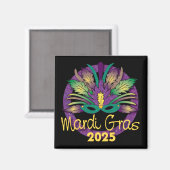 Mardi Gras Mask Magnet - 2025 Magneet (Voorkant / Achterkant)