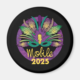 Mardi Gras Mask Magnet - 2025 - Mobiel, AL Magneet