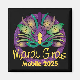 Mardi Gras Mask Magnet - 2025 - Mobiel, AL Magneet