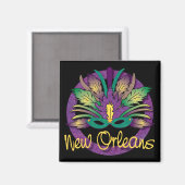 Mardi Gras Mask Magnet - New Orleans, LA Magneet (Voorkant / Achterkant)