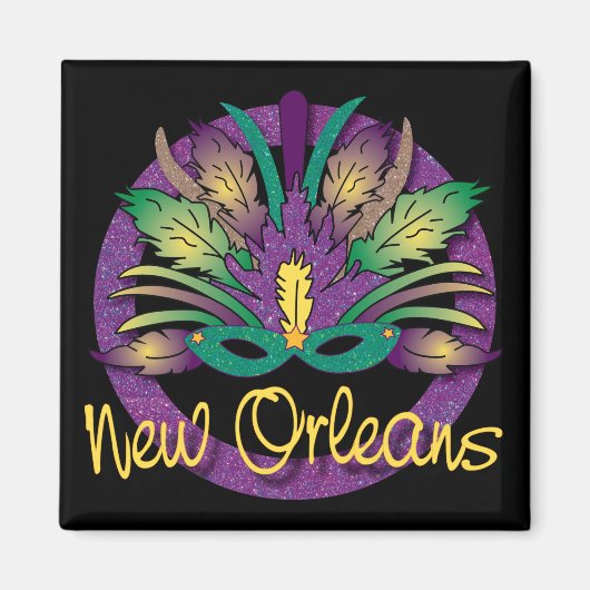Mardi Gras Mask Magnet - New Orleans, LA Magneet (Voorkant)