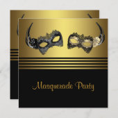 Mardi Gras Mask Masquerade Party Kaart (Voorkant / Achterkant)