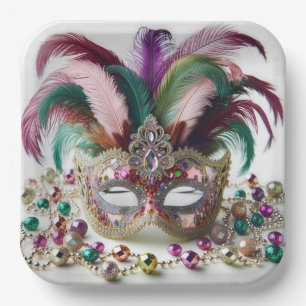 Mardi Gras Mask met juwelen Papieren Bordje