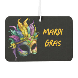Mardi Gras Mask op Black Faux Wrapped Canvas Luchtverfrisser