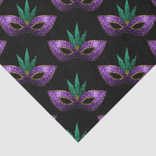 Mardi Gras Mask Paars Green Gold Sparkles Tissuepapier (Detail)