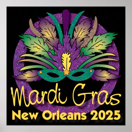 Mardi Gras Mask Poster - 2025 - New Orleans (Voorkant)