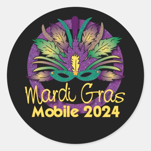 Mardi Gras Mask Sticker -2024 - Mobiel, NL (Voorkant)