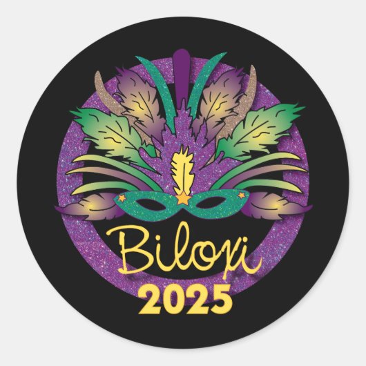 Mardi Gras Mask Sticker - 2025 - Biloxi, MS (Voorkant)