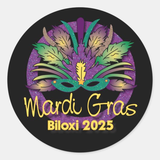 Mardi Gras Mask Sticker - 2025 - Biloxi, MS (Voorkant)